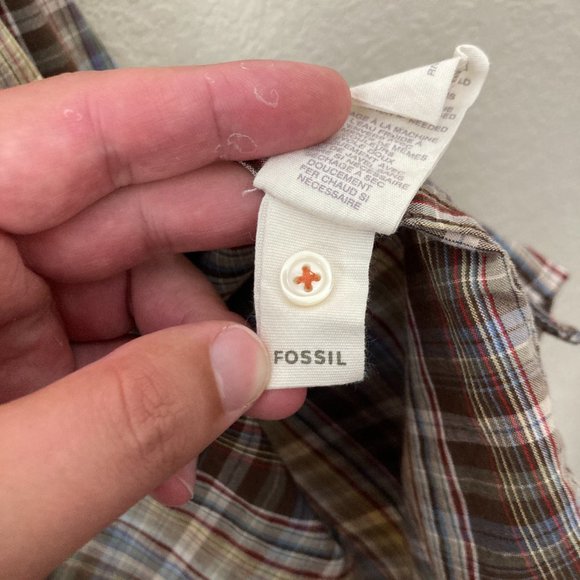 Fossil Plaid Pearl Snap Rodeo Western Cotton Vintage Fit Shirt - Picture 12 of 12